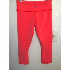 Lululemon Leggings Women's 6 Wunder Under Crop *Silver* Light Flare Black Logo